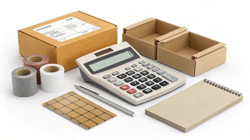 calculator and packaging components for cost calculation