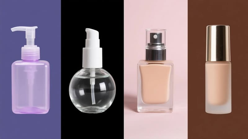 comparison of different cosmetic packaging materials like plastic, glass, and metal