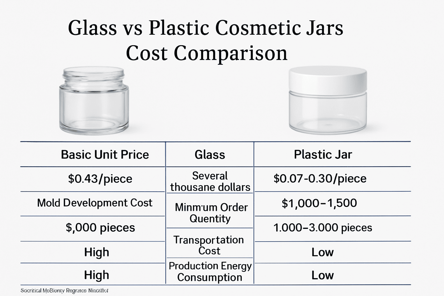 glass vs plastic cosmetic jars cost comparison