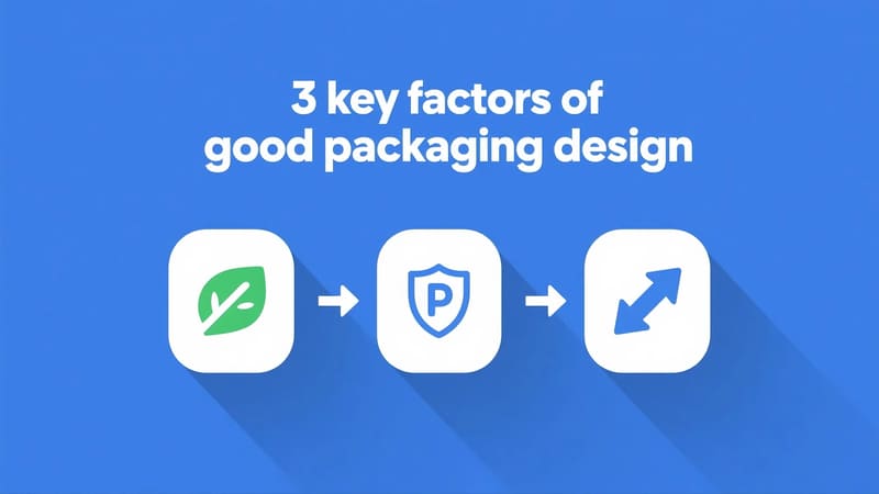 infographic highlighting 3 key factors of good packaging design