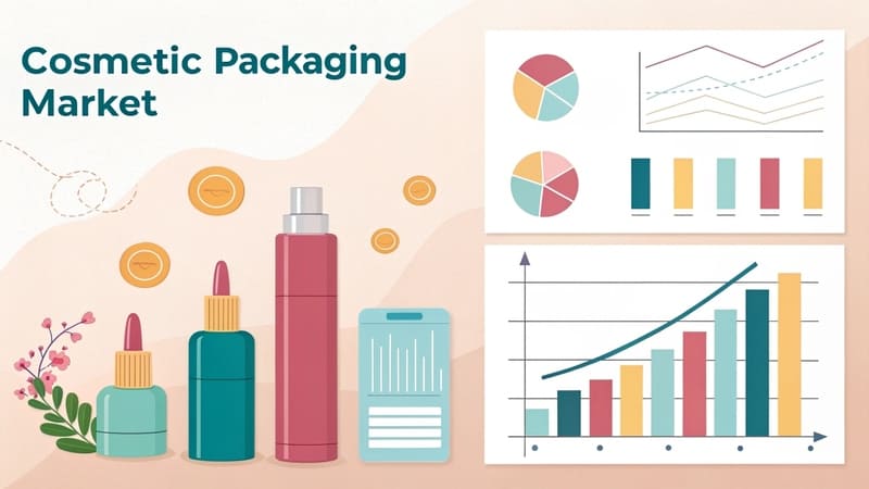 infographic illustrating the size and growth of the cosmetic packaging market