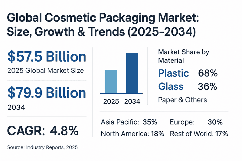 infographic showing cosmetic packaging market size and growth