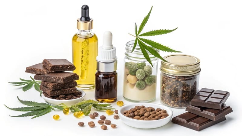 various types of CBD products like oils, edibles, and topicals
