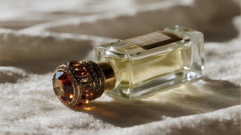 Czech/Bohemian antique perfume bottle with jeweled stopper