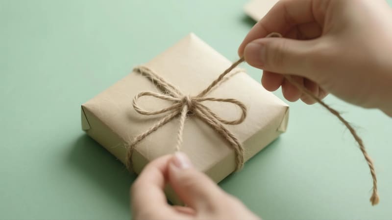 DIY process of making eco-friendly soap packaging with paper and twine