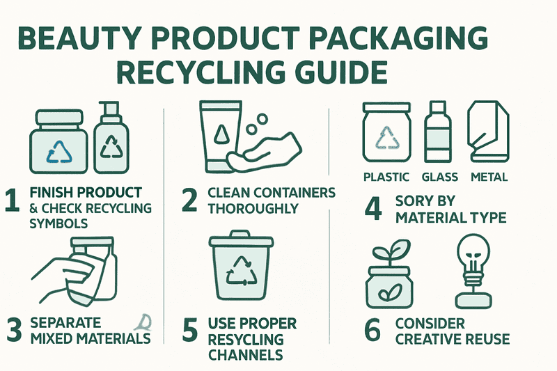infographic showing steps to recycle beauty product packaging