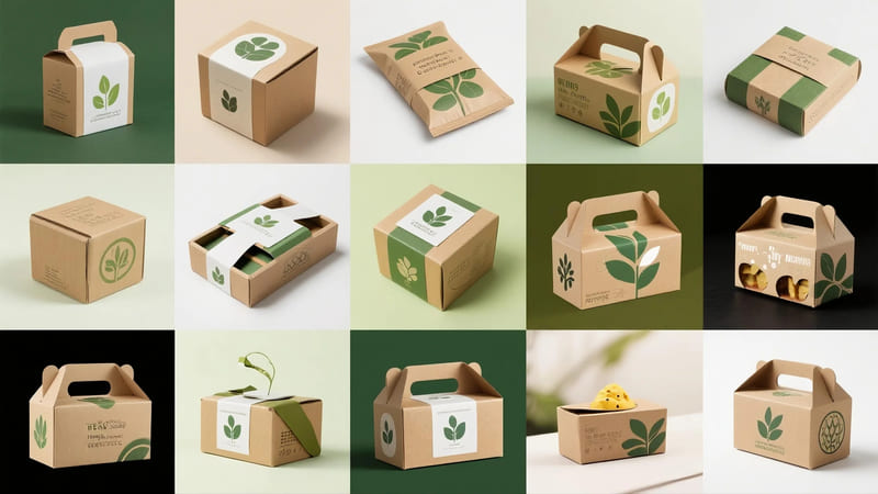 collage of innovative and diverse eco-friendly packaging ideas