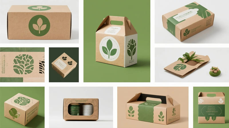 collage of innovative eco-friendly packaging ideas