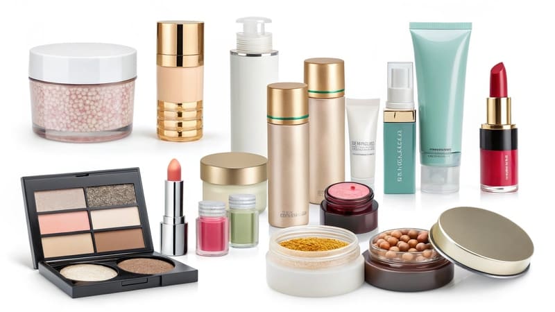 collage showcasing the wide variety of cosmetic packaging types
