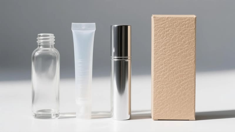 comparison of common cosmetic packaging materials: glass, plastic, aluminum, paperboard