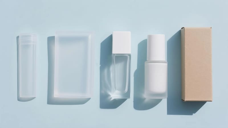 comparison of different cosmetic packaging materials like plastic, glass, and paperboard