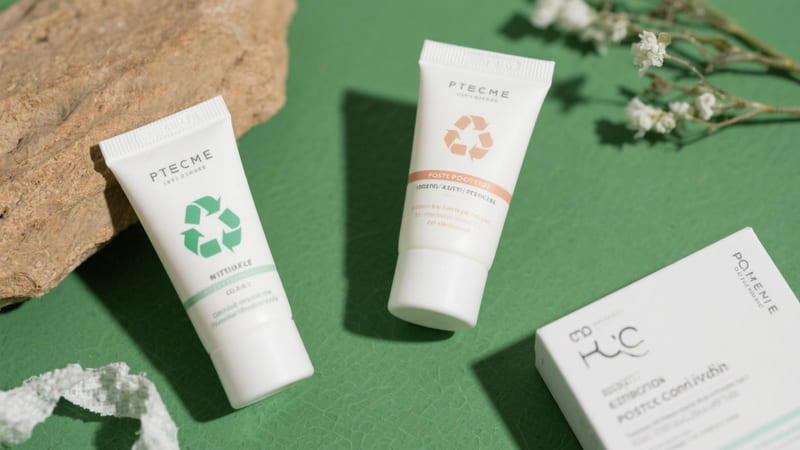 cosmetic packaging made from PCR (Post-Consumer Recycled) materials