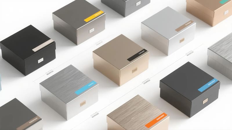 diagram or examples illustrating different types of box finishes