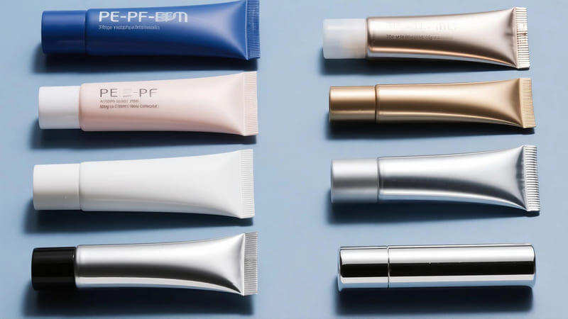 different materials used for cosmetic tubes: PE, PP, ABL, PBL, Aluminum
