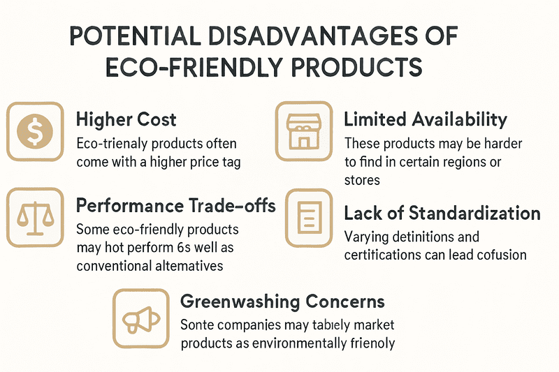 chart or list showing potential disadvantages of eco-friendly products