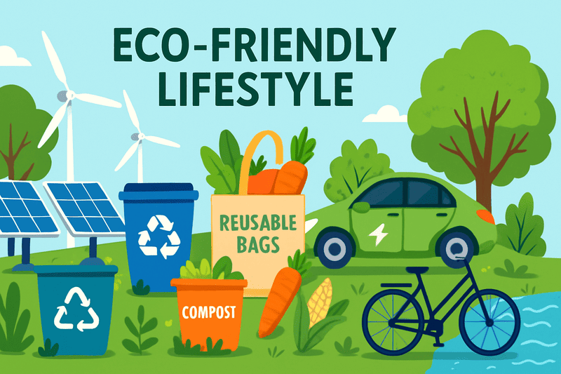 holistic view of an environmentally friendly lifestyle encompassing various aspects