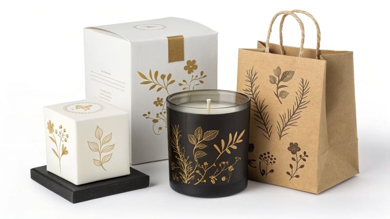 examples of attractive candle packaging with different styles and budgets