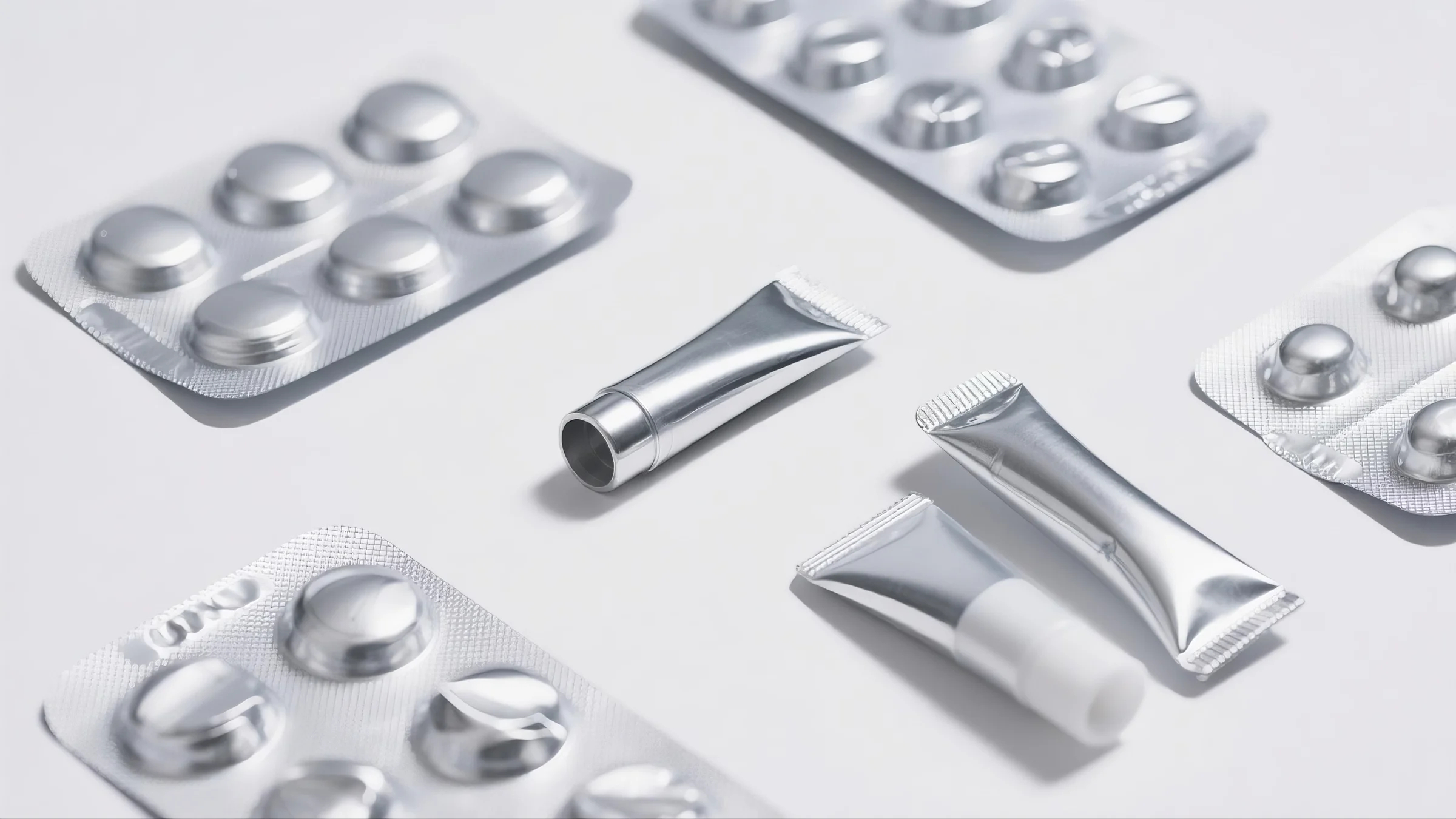examples of metal pharmaceutical packaging like blister packs and aluminum tubes