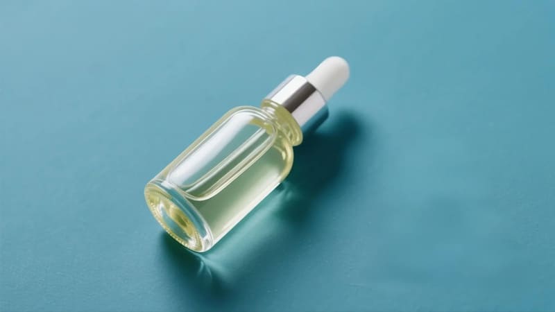 glass bottle as the preferred container for essential oils, with a caution against most plastics
