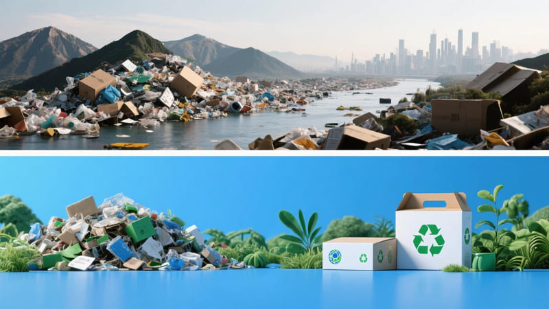 global impact of packaging waste vs. benefits of eco-friendly packaging