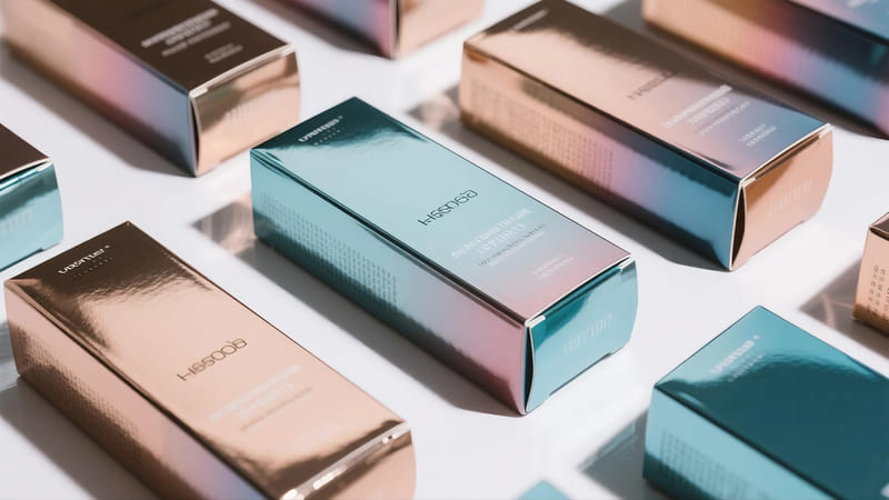 hair product boxes with enhanced visual and tactile appeal due to finishes