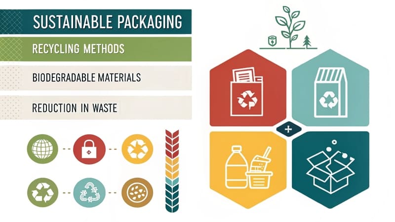 infographic showing key strategies for sustainable packaging