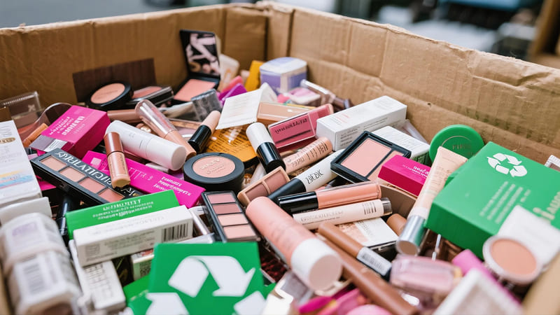 makeup packaging sorted for recycling