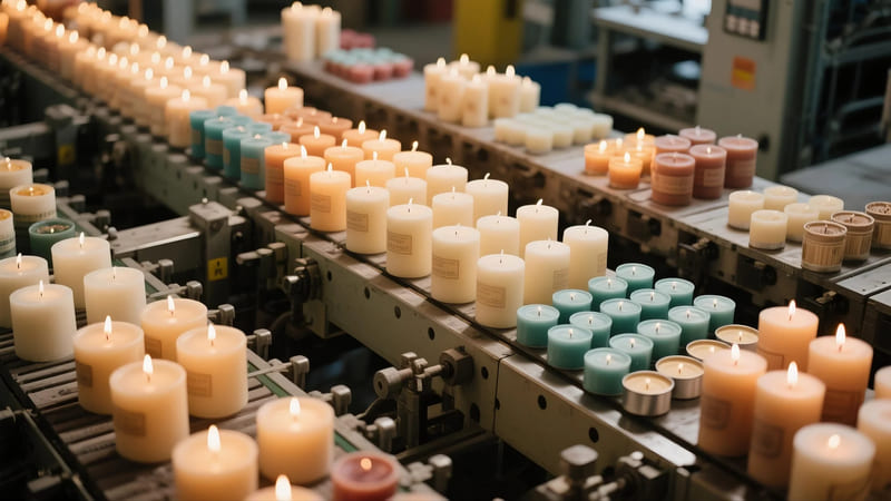 overview of the candle making process with various candle types
