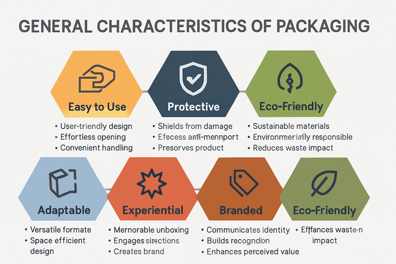 infographic showing general characteristics of packaging