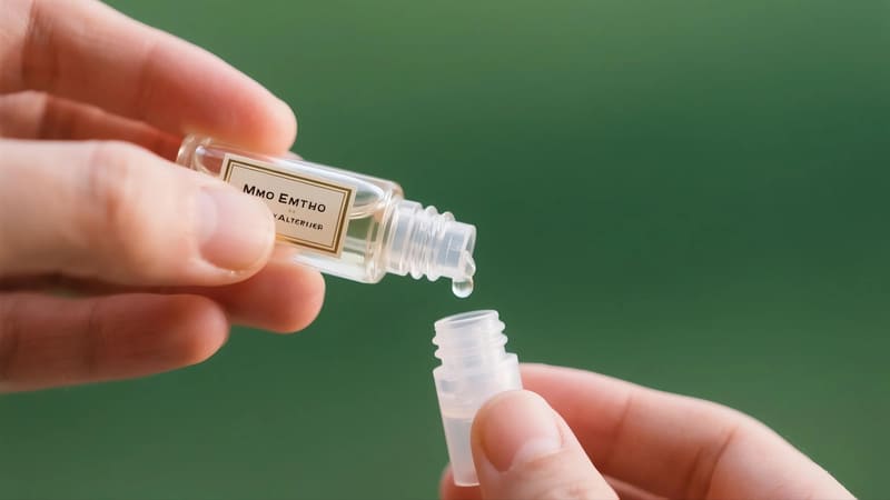 perfume being decanted into a small plastic travel atomizer