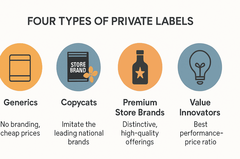 chart or diagram illustrating the 4 types of private labels