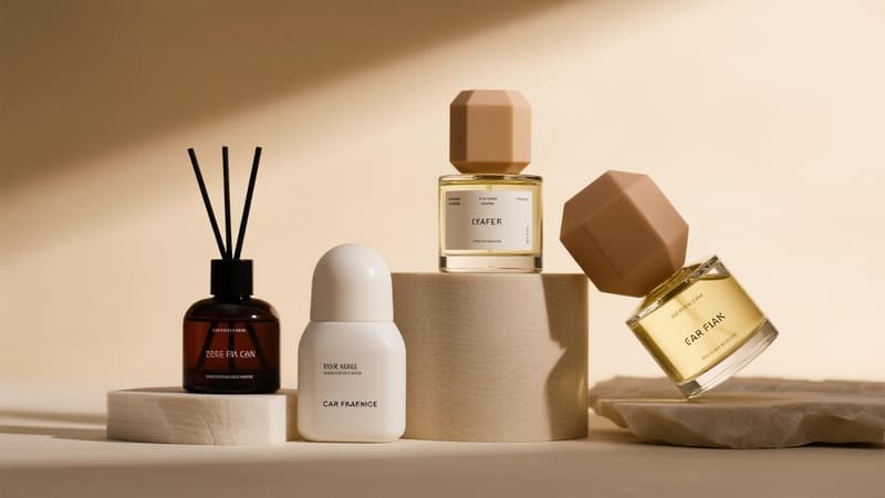 Different types of car diffusers on a table