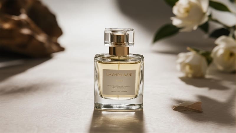 a perfume bottle with a thick, heavy glass base