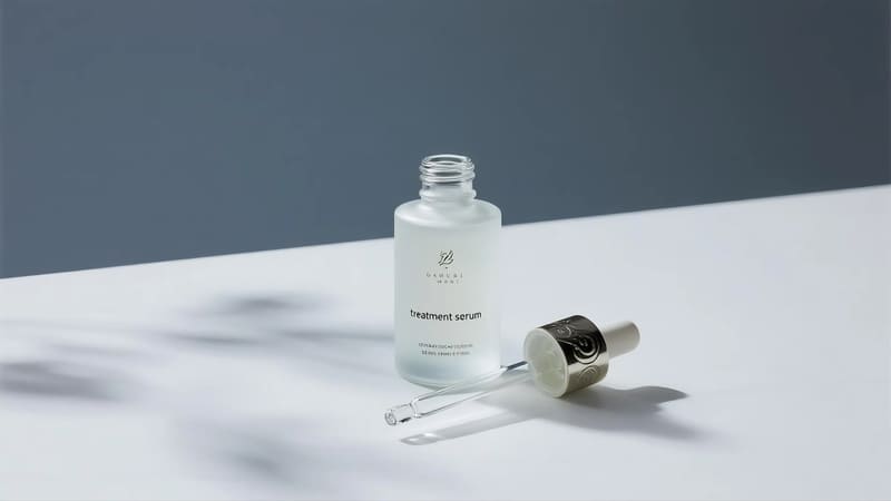 a refillable serum bottle with its inner cartridge shown separately