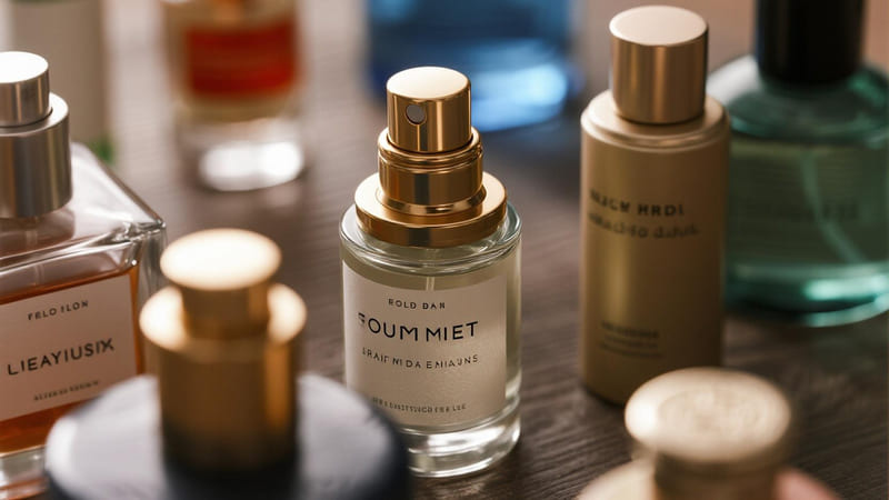 close-up of different perfume actuators (nozzles)