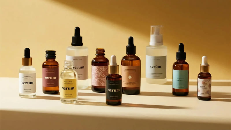 collage of 10 different types of serum bottles