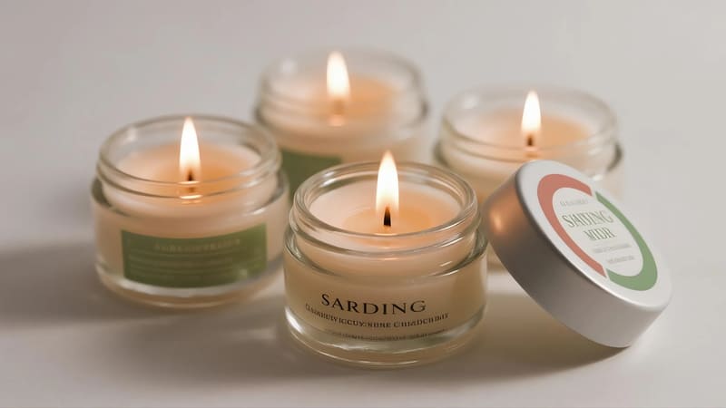 homemade mini candles made in empty face cream jars