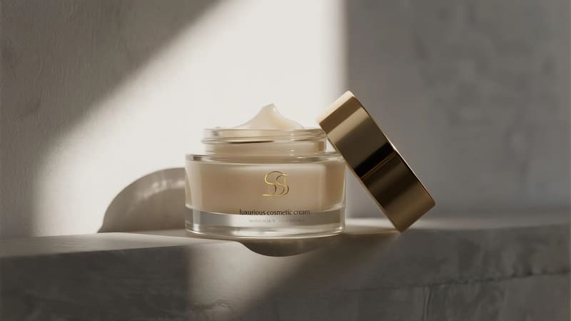 luxurious cosmetic cream in a glass jar