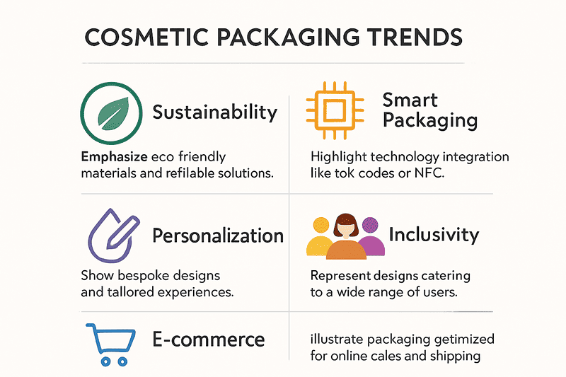 infographic showing the key cosmetic packaging trends for 2025