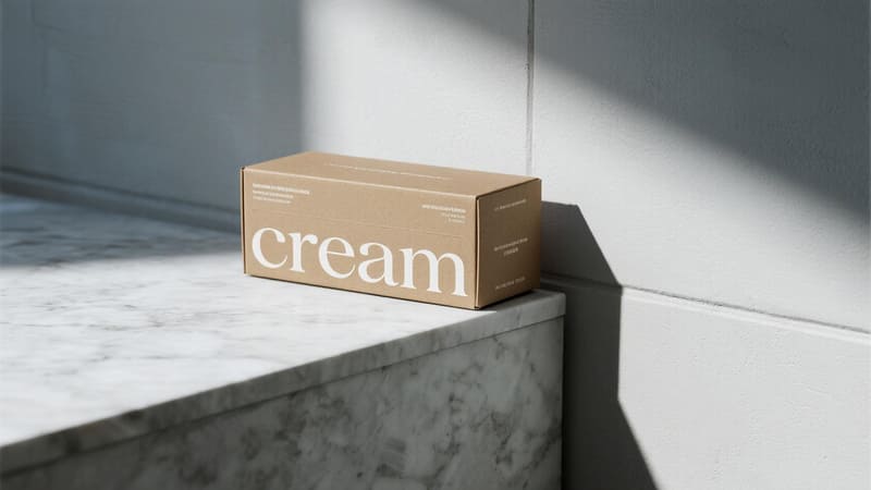 A beautifully designed, minimalist cream box made from kraft paper